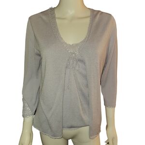 Axcess Liz Claiborne Sweater Set Purple L